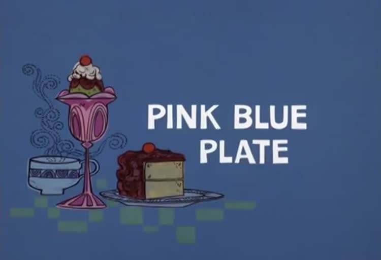 کارتون پلنگ صورتی بشقاب آبی