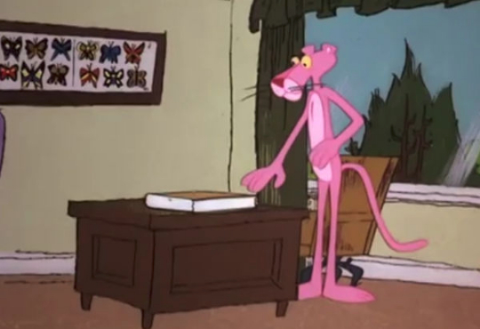 کارتون پلنگ صورتی بشقاب پرنده یوفو