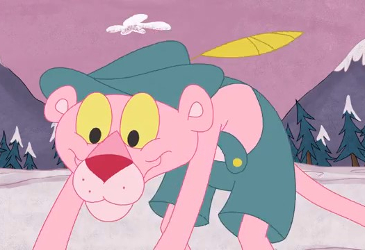 کارتون پلنگ صورتی / پلنگ صورتی از کوه بالا می رود